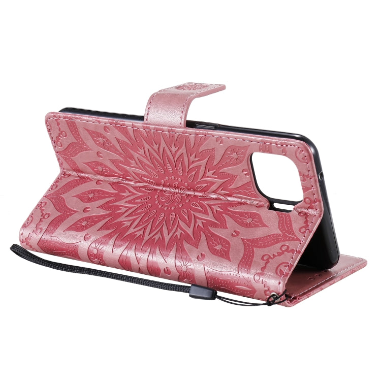 For OPPO F17 Pro / Reno4 Lite Sun Embossing Pattern Horizontal Flip Leather Case with Card Slot & Holder & Wallet & Lanyard