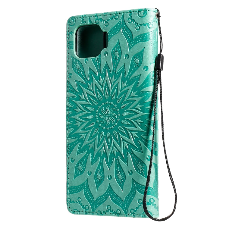 For OPPO F17 Pro / Reno4 Lite Sun Embossing Pattern Horizontal Flip Leather Case with Card Slot & Holder & Wallet & Lanyard