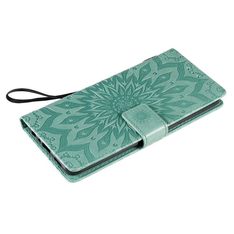 For OPPO F17 Pro / Reno4 Lite Sun Embossing Pattern Horizontal Flip Leather Case with Card Slot & Holder & Wallet & Lanyard