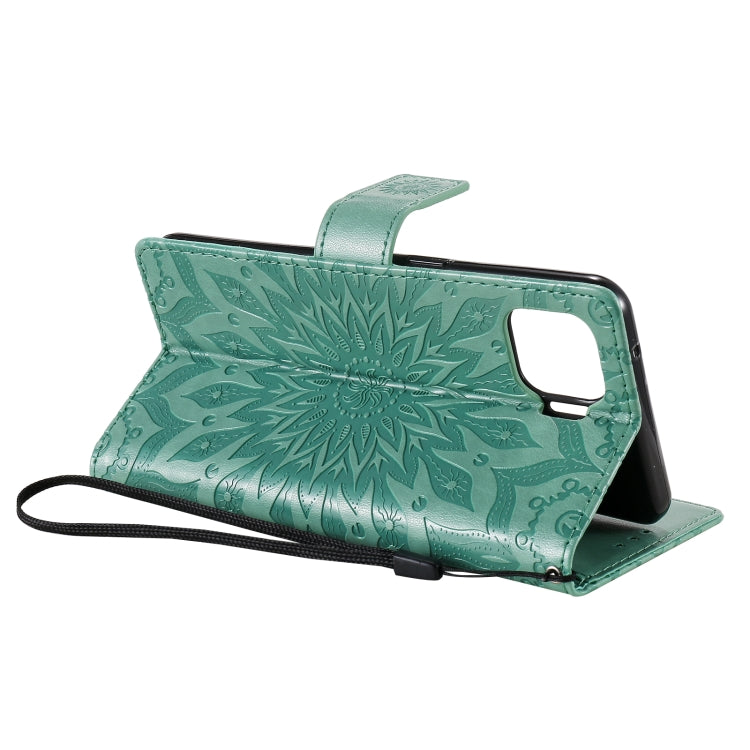 For OPPO F17 Pro / Reno4 Lite Sun Embossing Pattern Horizontal Flip Leather Case with Card Slot & Holder & Wallet & Lanyard