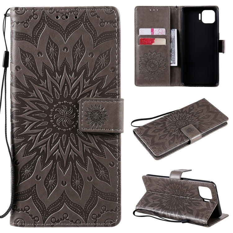 For OPPO F17 Pro / Reno4 Lite Sun Embossing Pattern Horizontal Flip Leather Case with Card Slot & Holder & Wallet & Lanyard
