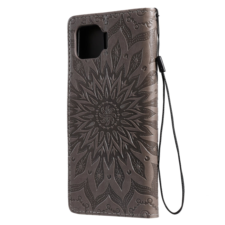 For OPPO F17 Pro / Reno4 Lite Sun Embossing Pattern Horizontal Flip Leather Case with Card Slot & Holder & Wallet & Lanyard