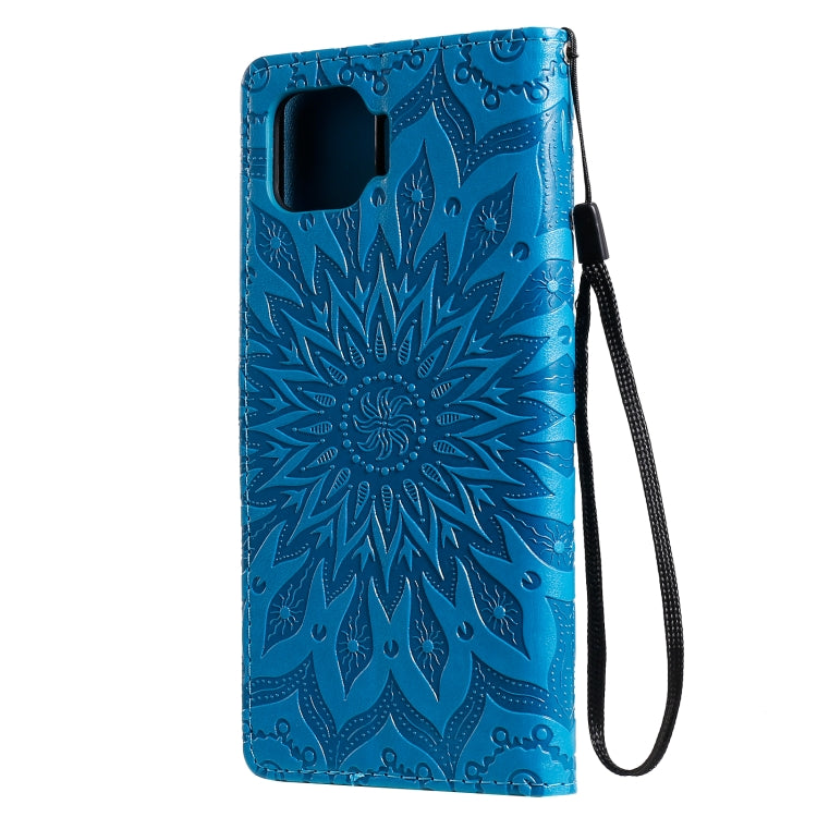 For OPPO F17 Pro / Reno4 Lite Sun Embossing Pattern Horizontal Flip Leather Case with Card Slot & Holder & Wallet & Lanyard