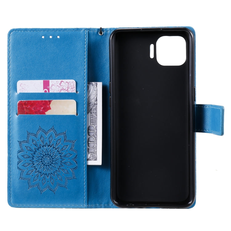 For OPPO F17 Pro / Reno4 Lite Sun Embossing Pattern Horizontal Flip Leather Case with Card Slot & Holder & Wallet & Lanyard