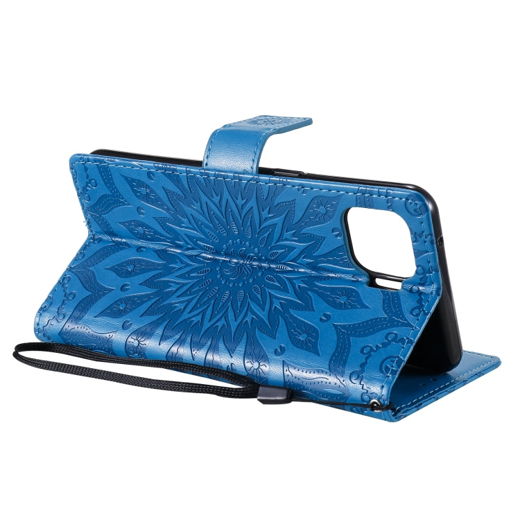 For OPPO F17 Pro / Reno4 Lite Sun Embossing Pattern Horizontal Flip Leather Case with Card Slot & Holder & Wallet & Lanyard