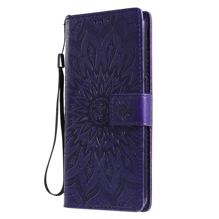 For OPPO F17 Pro / Reno4 Lite Sun Embossing Pattern Horizontal Flip Leather Case with Card Slot & Holder & Wallet & Lanyard