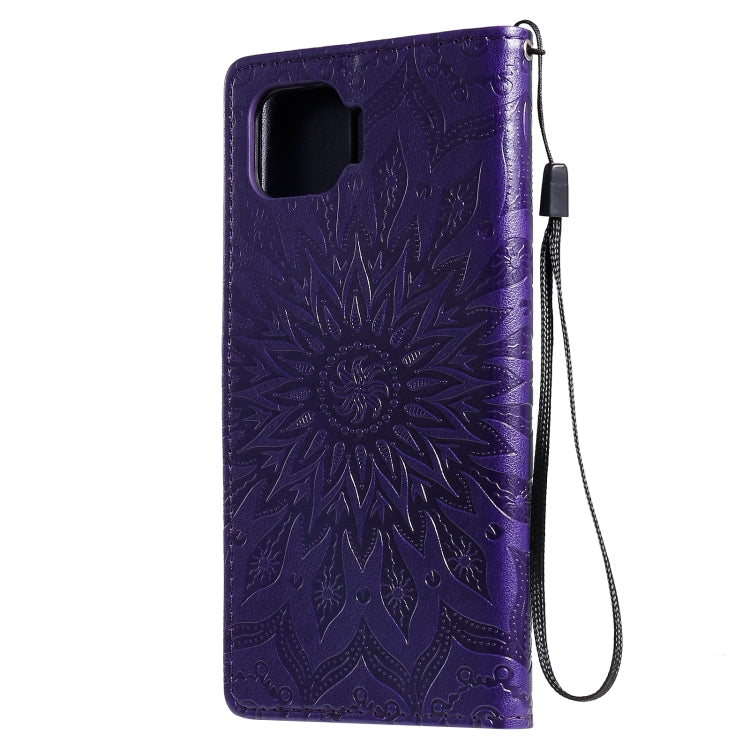 For OPPO F17 Pro / Reno4 Lite Sun Embossing Pattern Horizontal Flip Leather Case with Card Slot & Holder & Wallet & Lanyard