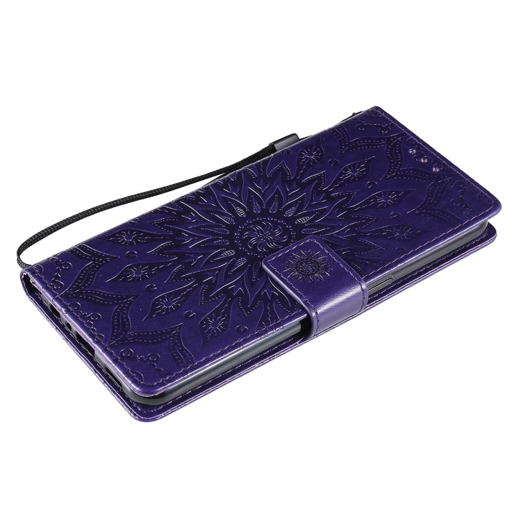 For OPPO F17 Pro / Reno4 Lite Sun Embossing Pattern Horizontal Flip Leather Case with Card Slot & Holder & Wallet & Lanyard
