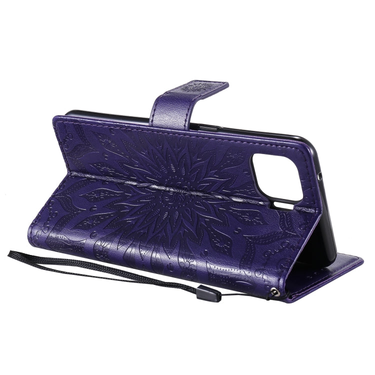 For OPPO F17 Pro / Reno4 Lite Sun Embossing Pattern Horizontal Flip Leather Case with Card Slot & Holder & Wallet & Lanyard