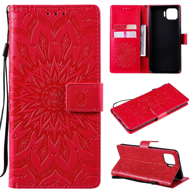 For OPPO F17 Pro / Reno4 Lite Sun Embossing Pattern Horizontal Flip Leather Case with Card Slot & Holder & Wallet & Lanyard