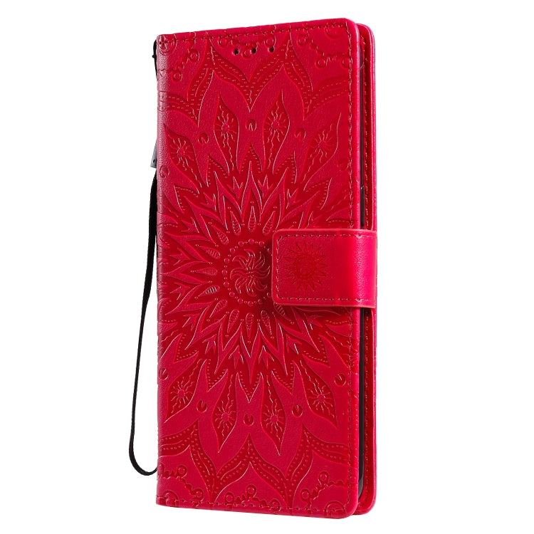 For OPPO F17 Pro / Reno4 Lite Sun Embossing Pattern Horizontal Flip Leather Case with Card Slot & Holder & Wallet & Lanyard