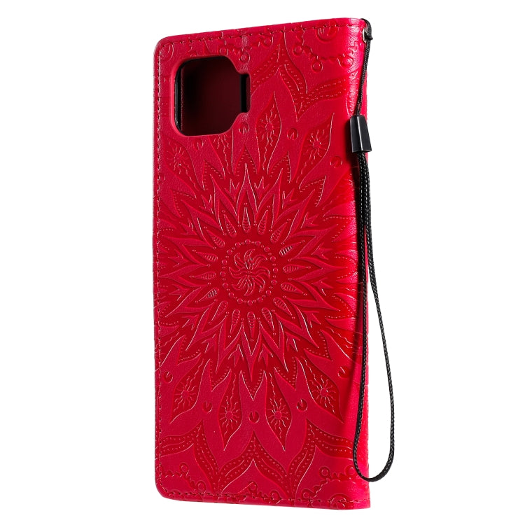 For OPPO F17 Pro / Reno4 Lite Sun Embossing Pattern Horizontal Flip Leather Case with Card Slot & Holder & Wallet & Lanyard