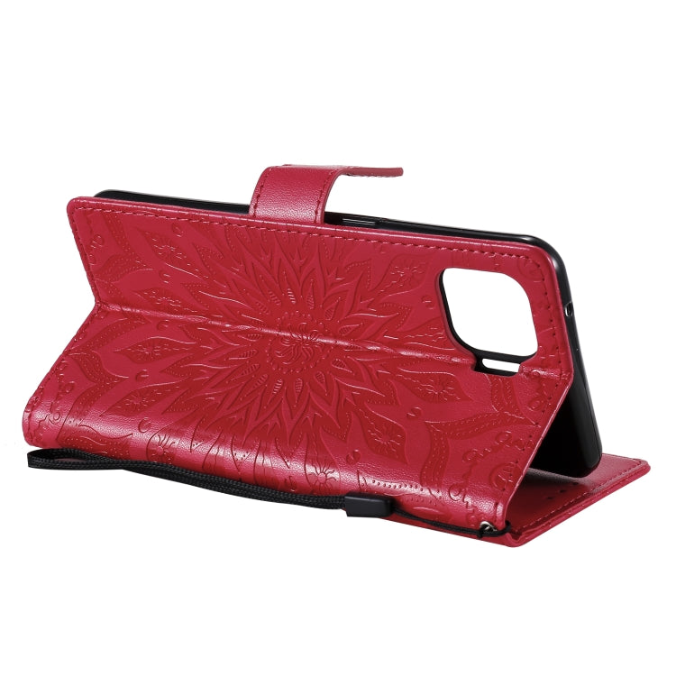 For OPPO F17 Pro / Reno4 Lite Sun Embossing Pattern Horizontal Flip Leather Case with Card Slot & Holder & Wallet & Lanyard