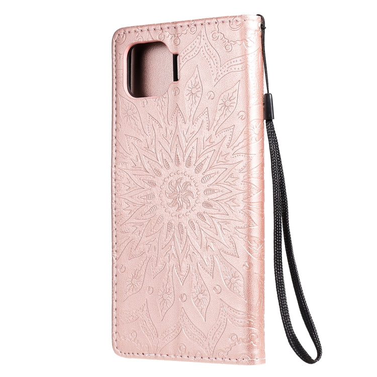 For OPPO F17 Pro / Reno4 Lite Sun Embossing Pattern Horizontal Flip Leather Case with Card Slot & Holder & Wallet & Lanyard