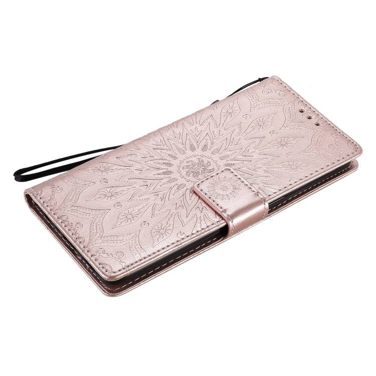 For OPPO F17 Pro / Reno4 Lite Sun Embossing Pattern Horizontal Flip Leather Case with Card Slot & Holder & Wallet & Lanyard