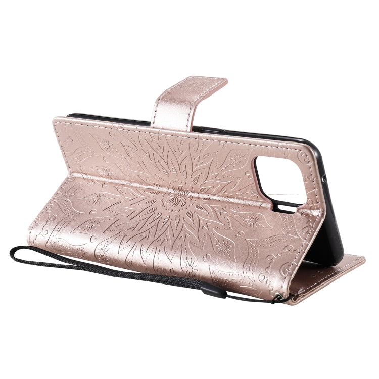 For OPPO F17 Pro / Reno4 Lite Sun Embossing Pattern Horizontal Flip Leather Case with Card Slot & Holder & Wallet & Lanyard