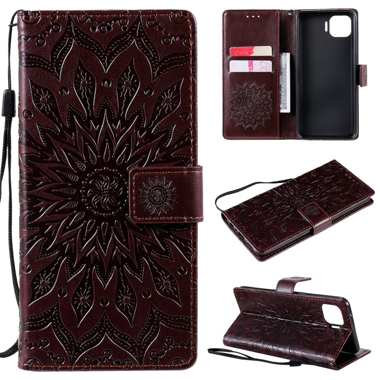 For OPPO F17 Pro / Reno4 Lite Sun Embossing Pattern Horizontal Flip Leather Case with Card Slot & Holder & Wallet & Lanyard