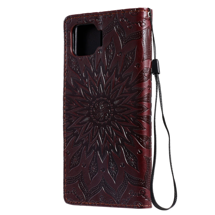 For OPPO F17 Pro / Reno4 Lite Sun Embossing Pattern Horizontal Flip Leather Case with Card Slot & Holder & Wallet & Lanyard
