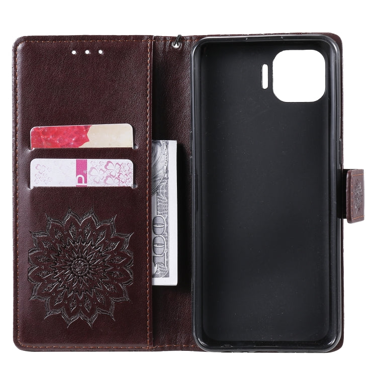 For OPPO F17 Pro / Reno4 Lite Sun Embossing Pattern Horizontal Flip Leather Case with Card Slot & Holder & Wallet & Lanyard