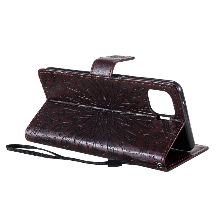 For OPPO F17 Pro / Reno4 Lite Sun Embossing Pattern Horizontal Flip Leather Case with Card Slot & Holder & Wallet & Lanyard