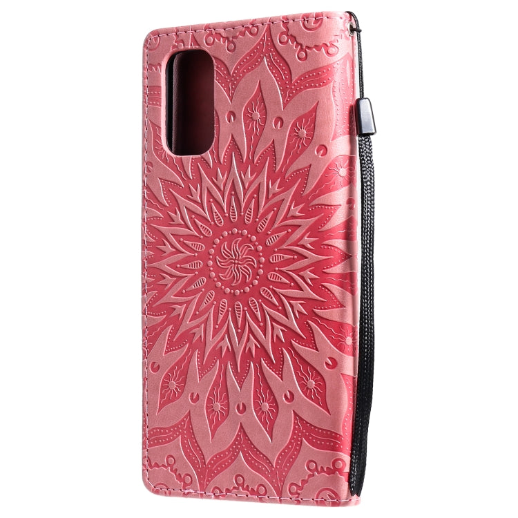 For OPPO Realme 7 Pro Sun Embossing Pattern Horizontal Flip Leather Case with Card Slot & Holder & Wallet & Lanyard