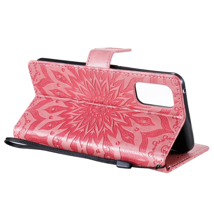 For OPPO Realme 7 Pro Sun Embossing Pattern Horizontal Flip Leather Case with Card Slot & Holder & Wallet & Lanyard