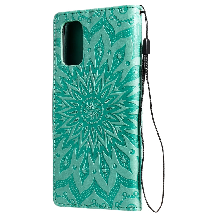 For OPPO Realme 7 Pro Sun Embossing Pattern Horizontal Flip Leather Case with Card Slot & Holder & Wallet & Lanyard