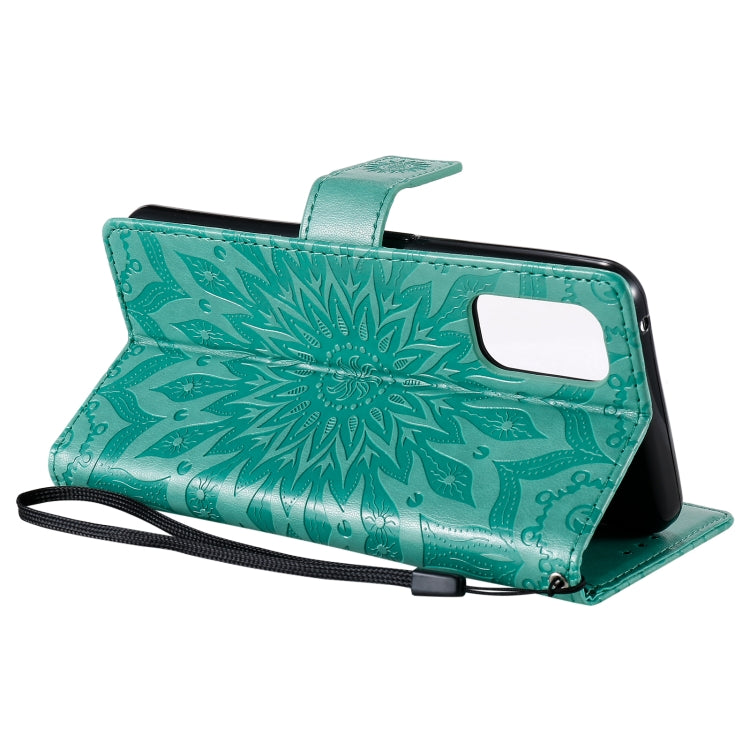 For OPPO Realme 7 Pro Sun Embossing Pattern Horizontal Flip Leather Case with Card Slot & Holder & Wallet & Lanyard