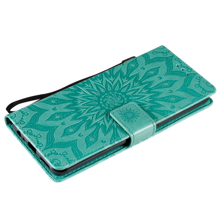 For OPPO Realme 7 Pro Sun Embossing Pattern Horizontal Flip Leather Case with Card Slot & Holder & Wallet & Lanyard