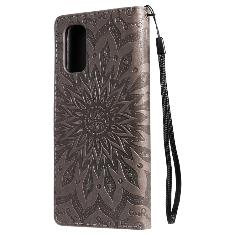 For OPPO Realme 7 Pro Sun Embossing Pattern Horizontal Flip Leather Case with Card Slot & Holder & Wallet & Lanyard