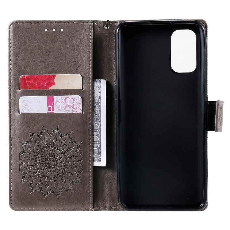 For OPPO Realme 7 Pro Sun Embossing Pattern Horizontal Flip Leather Case with Card Slot & Holder & Wallet & Lanyard