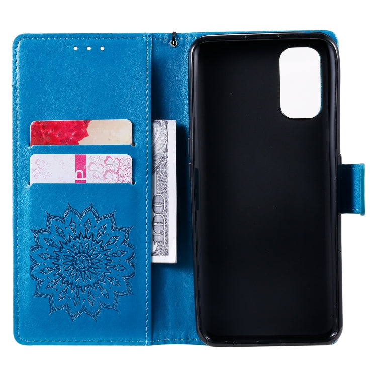 For OPPO Realme 7 Pro Sun Embossing Pattern Horizontal Flip Leather Case with Card Slot & Holder & Wallet & Lanyard
