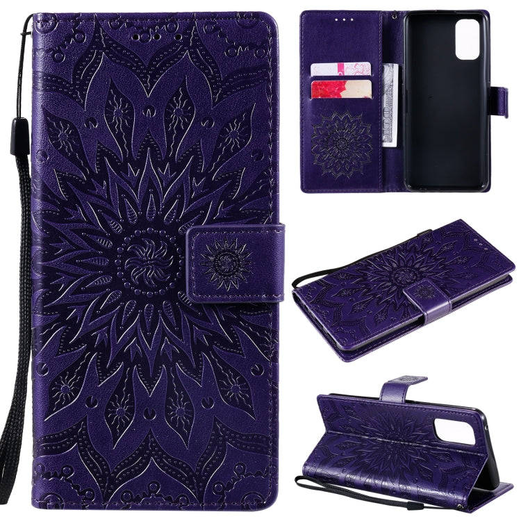 For OPPO Realme 7 Pro Sun Embossing Pattern Horizontal Flip Leather Case with Card Slot & Holder & Wallet & Lanyard