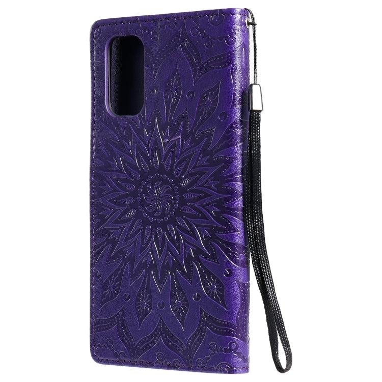 For OPPO Realme 7 Pro Sun Embossing Pattern Horizontal Flip Leather Case with Card Slot & Holder & Wallet & Lanyard