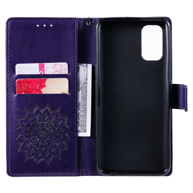 For OPPO Realme 7 Pro Sun Embossing Pattern Horizontal Flip Leather Case with Card Slot & Holder & Wallet & Lanyard