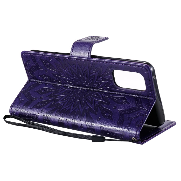 For OPPO Realme 7 Pro Sun Embossing Pattern Horizontal Flip Leather Case with Card Slot & Holder & Wallet & Lanyard