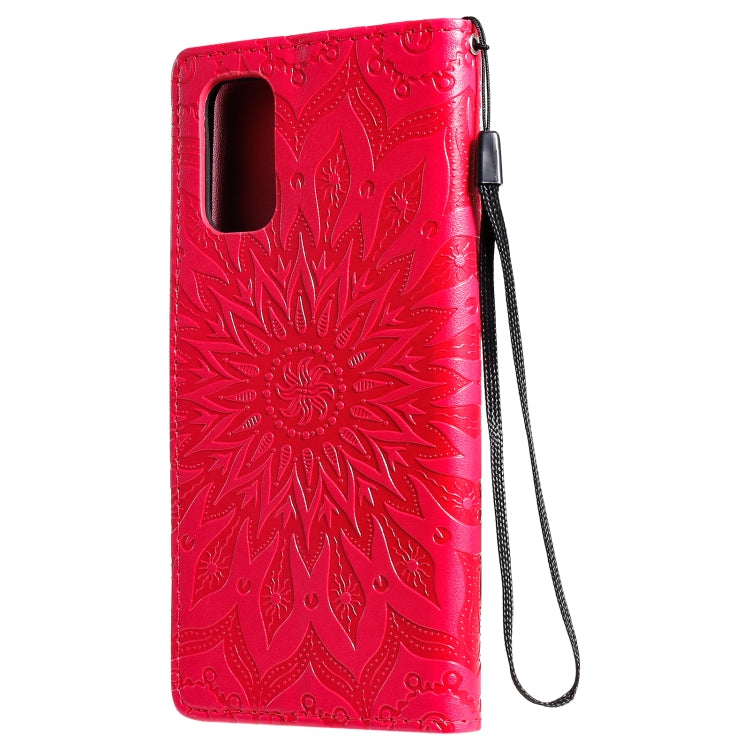 For OPPO Realme 7 Pro Sun Embossing Pattern Horizontal Flip Leather Case with Card Slot & Holder & Wallet & Lanyard