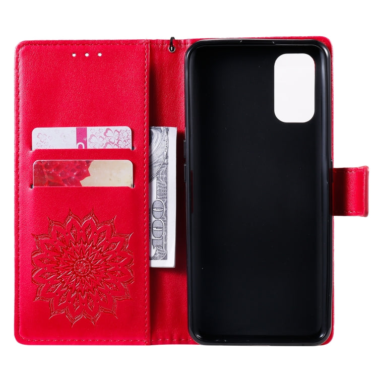 For OPPO Realme 7 Pro Sun Embossing Pattern Horizontal Flip Leather Case with Card Slot & Holder & Wallet & Lanyard