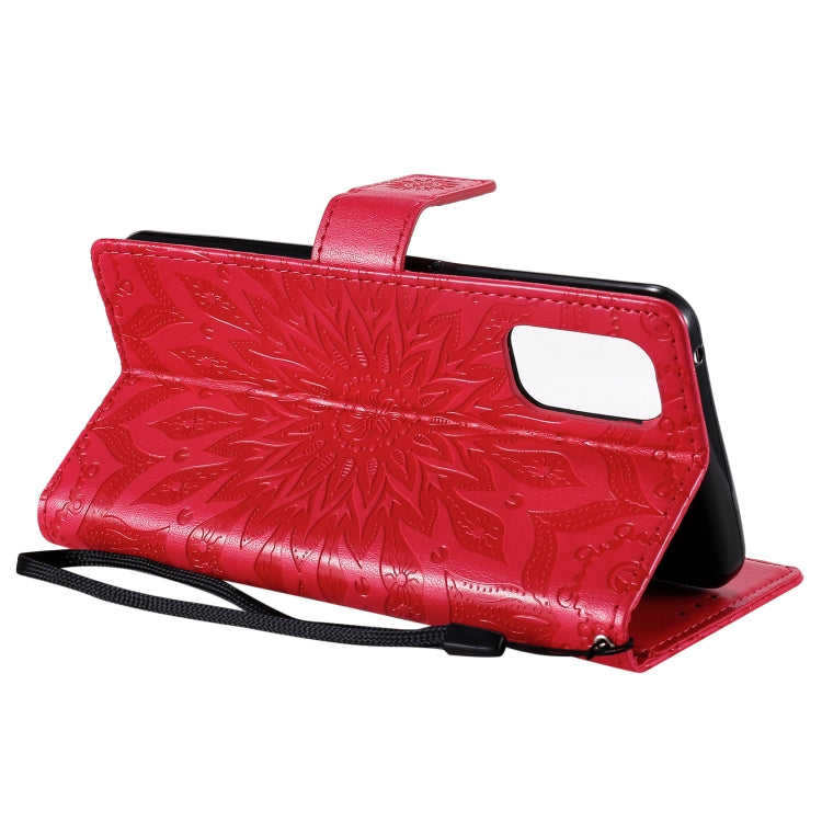 For OPPO Realme 7 Pro Sun Embossing Pattern Horizontal Flip Leather Case with Card Slot & Holder & Wallet & Lanyard