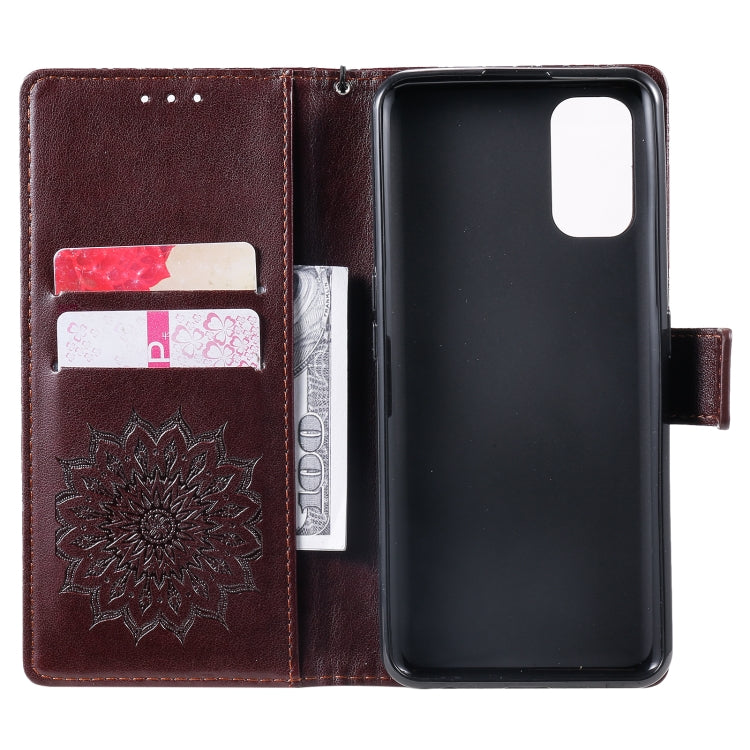 For OPPO Realme 7 Pro Sun Embossing Pattern Horizontal Flip Leather Case with Card Slot & Holder & Wallet & Lanyard