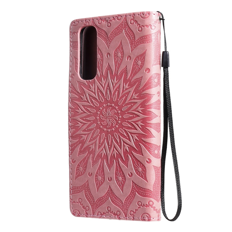 For OPPO Realme 7 Sun Embossing Pattern Horizontal Flip Leather Case with Card Slot & Holder & Wallet & Lanyard