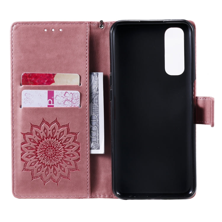 For OPPO Realme 7 Sun Embossing Pattern Horizontal Flip Leather Case with Card Slot & Holder & Wallet & Lanyard