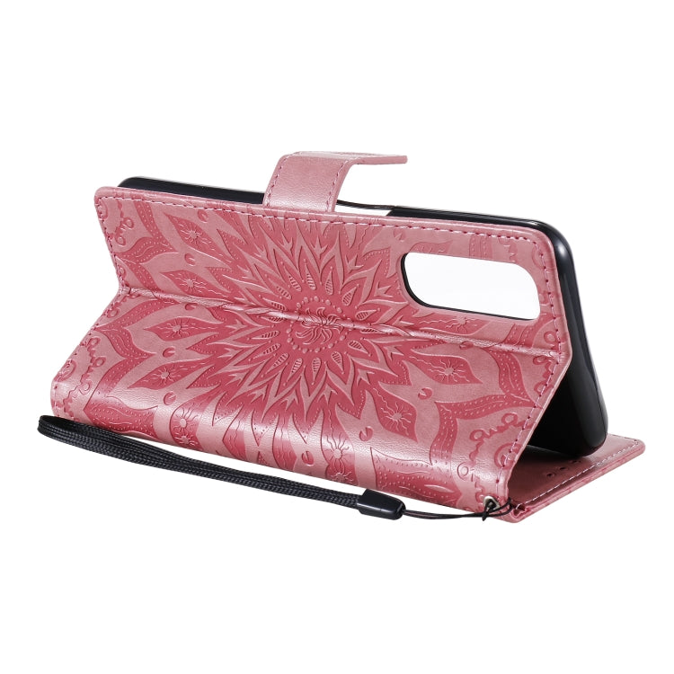 For OPPO Realme 7 Sun Embossing Pattern Horizontal Flip Leather Case with Card Slot & Holder & Wallet & Lanyard