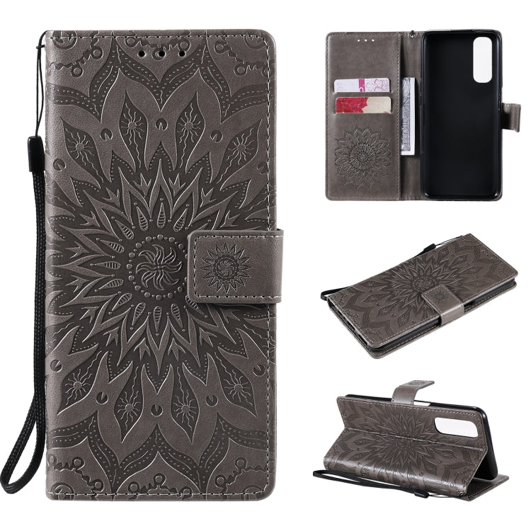 For OPPO Realme 7 Sun Embossing Pattern Horizontal Flip Leather Case with Card Slot & Holder & Wallet & Lanyard