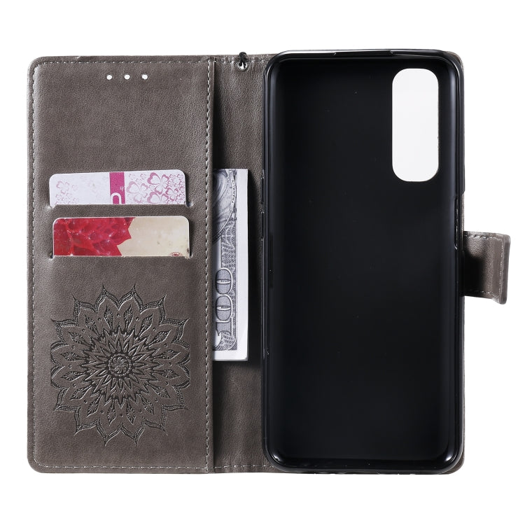 For OPPO Realme 7 Sun Embossing Pattern Horizontal Flip Leather Case with Card Slot & Holder & Wallet & Lanyard