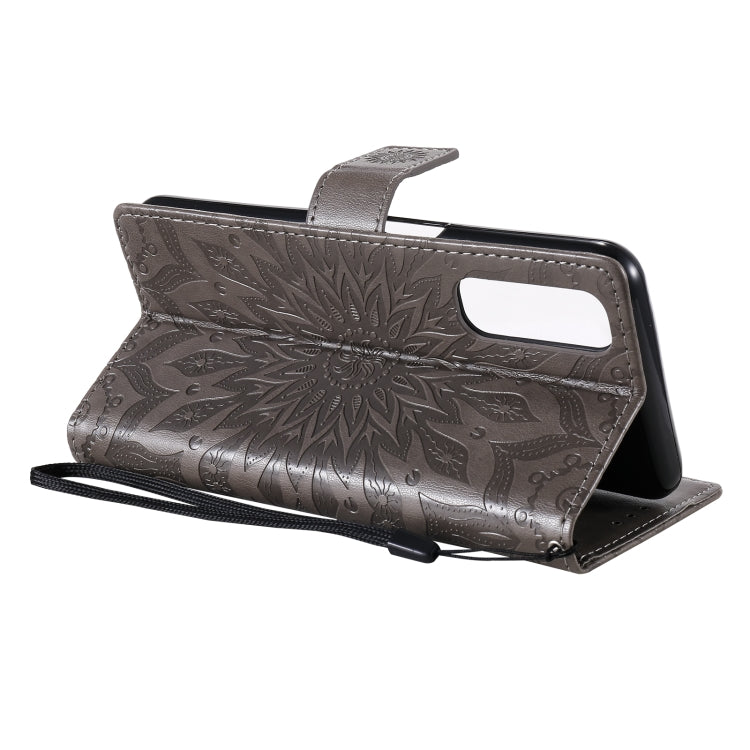 For OPPO Realme 7 Sun Embossing Pattern Horizontal Flip Leather Case with Card Slot & Holder & Wallet & Lanyard