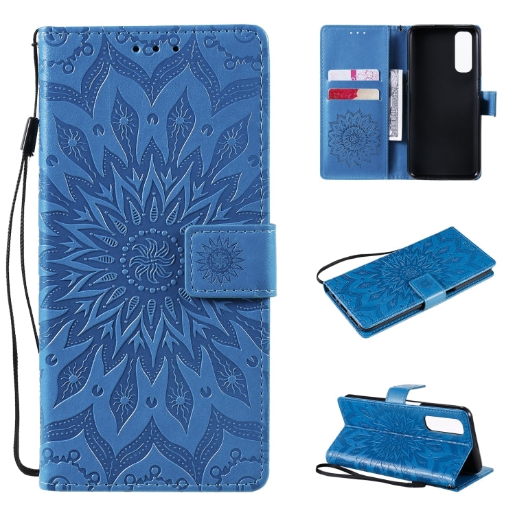 For OPPO Realme 7 Sun Embossing Pattern Horizontal Flip Leather Case with Card Slot & Holder & Wallet & Lanyard
