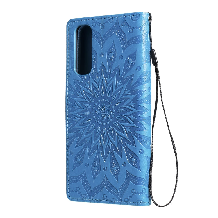 For OPPO Realme 7 Sun Embossing Pattern Horizontal Flip Leather Case with Card Slot & Holder & Wallet & Lanyard