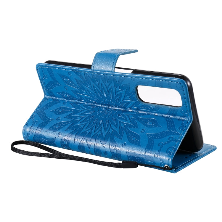 For OPPO Realme 7 Sun Embossing Pattern Horizontal Flip Leather Case with Card Slot & Holder & Wallet & Lanyard