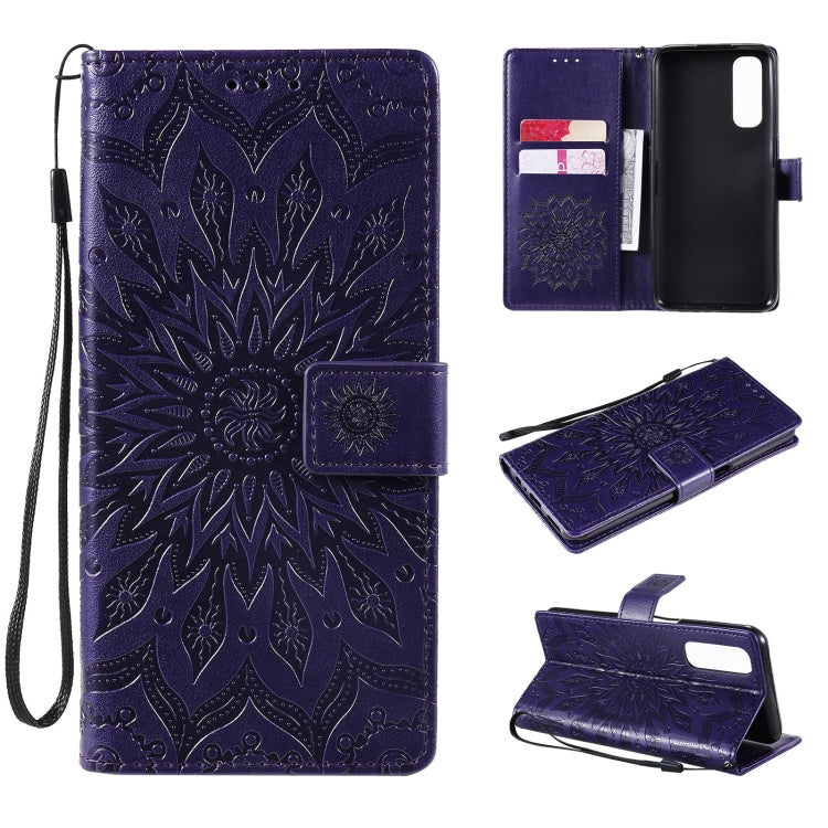 For OPPO Realme 7 Sun Embossing Pattern Horizontal Flip Leather Case with Card Slot & Holder & Wallet & Lanyard